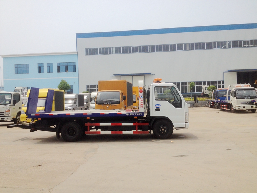 五十鈴一拖二平板清障車圖片,慶鈴平板式清障運輸車