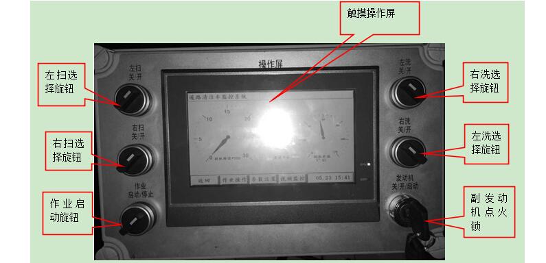 東風天錦東風多利卡洗掃車觸控操作面板使用方法